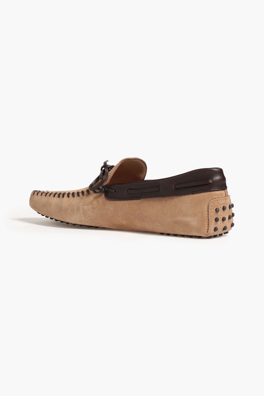 TOD'S Laccetto leather-trimmed suede driving shoes