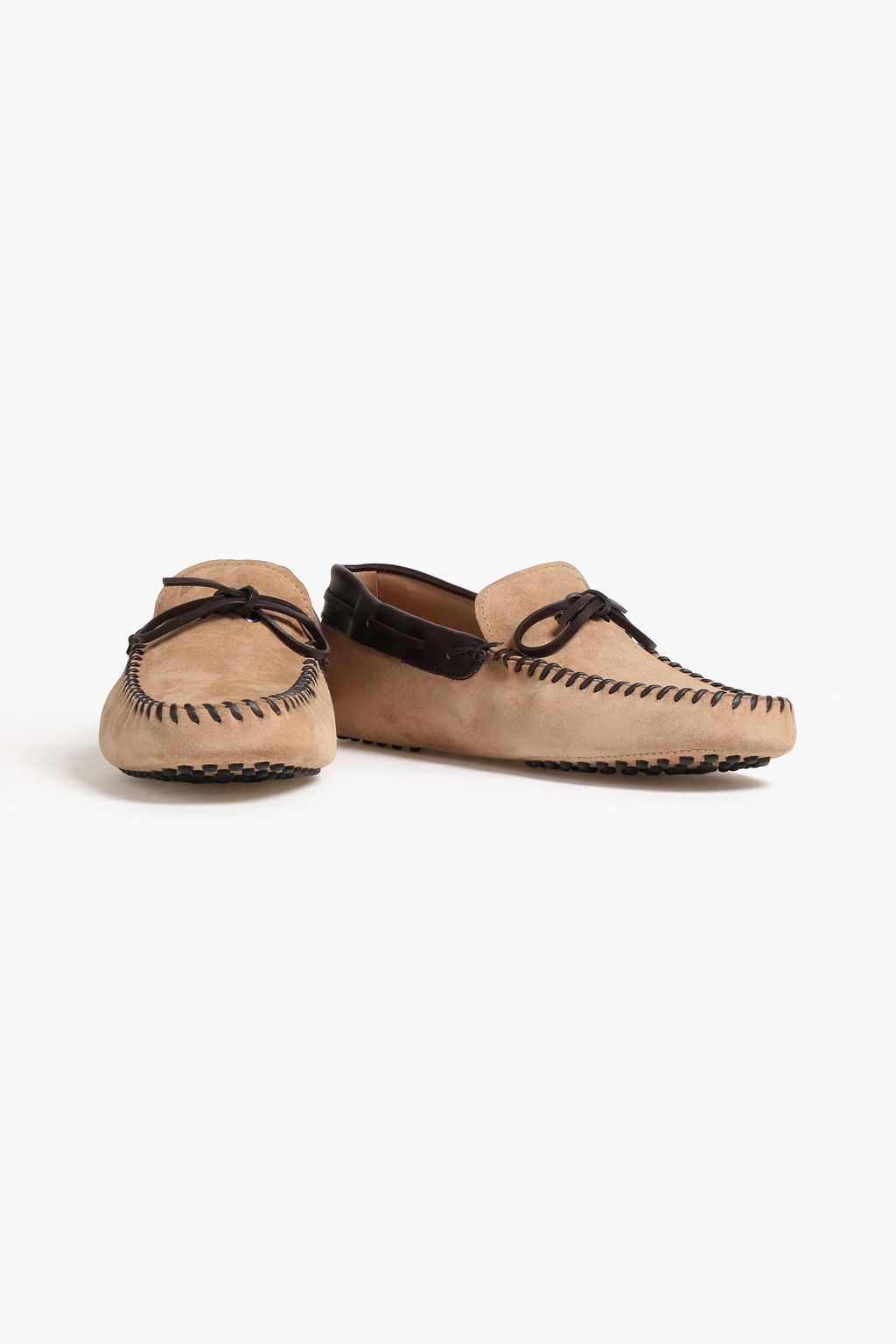 TOD'S Laccetto leather-trimmed suede driving shoes
