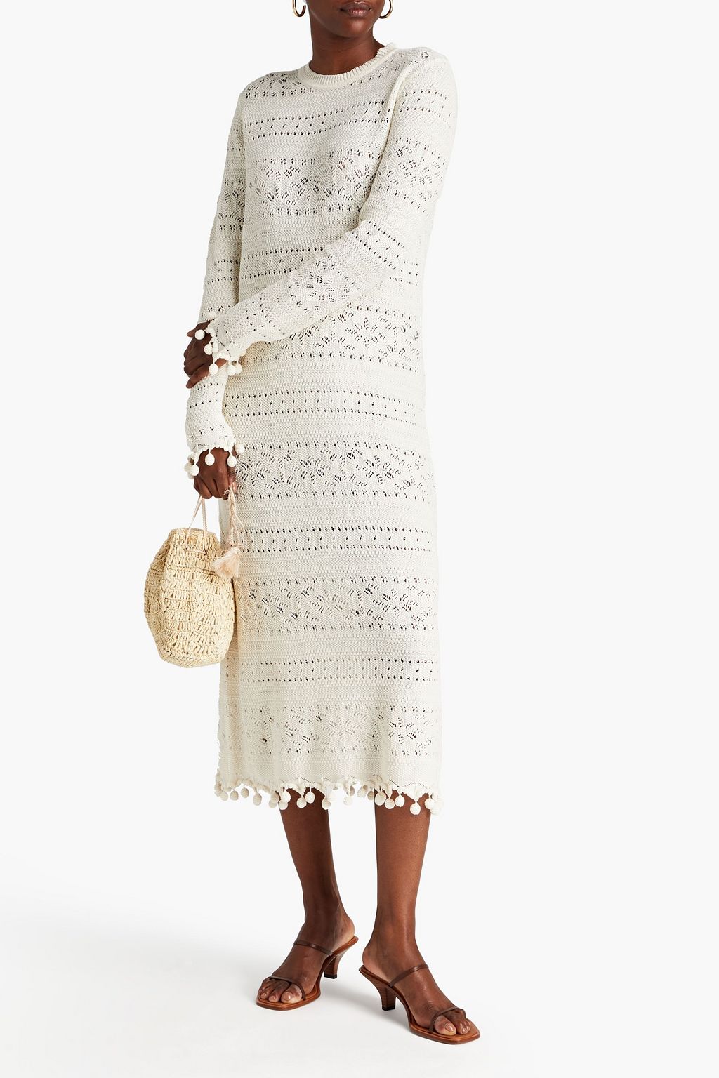 ZIMMERMANN Postcard pointelle-knit cotton midi dress