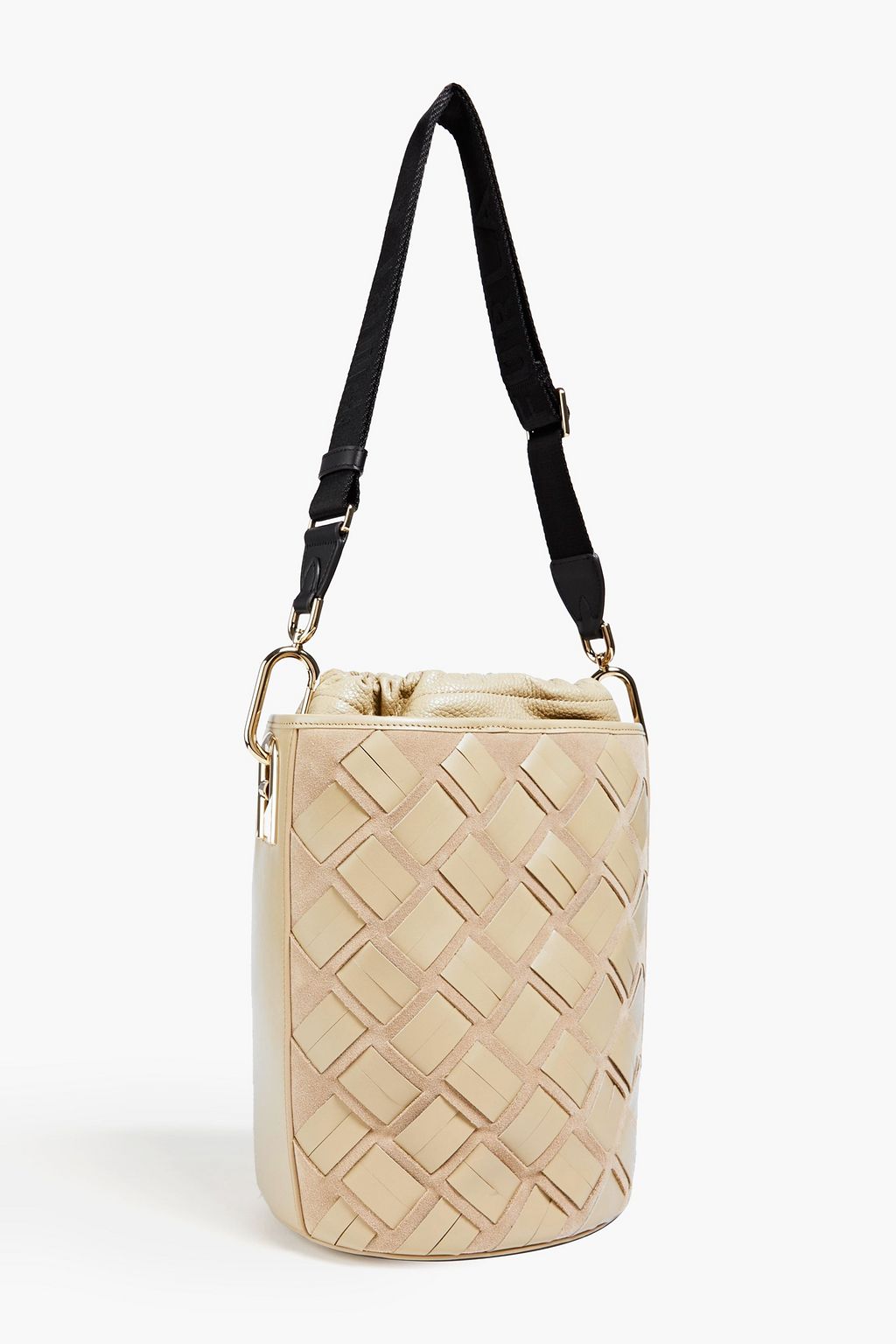 FURLA Lipari woven leather and suede bucket bag