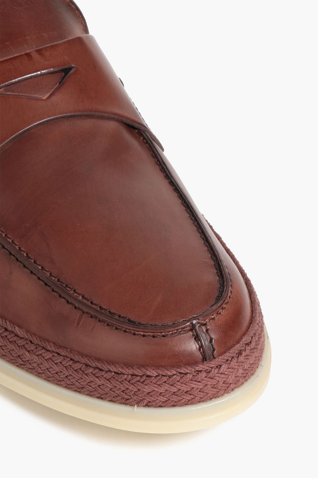 TOD'S Jute-trimmed leather driving shoes