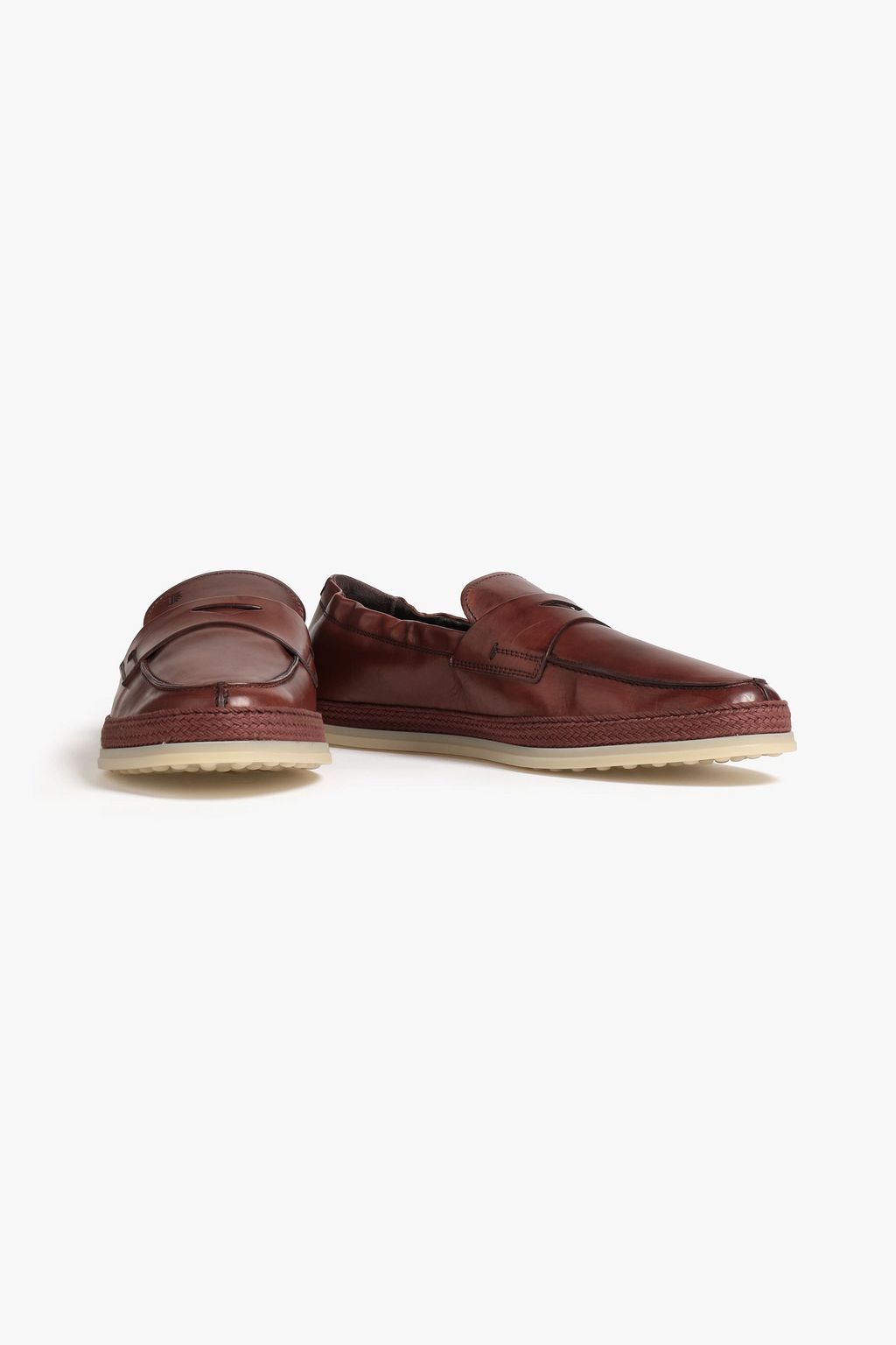 TOD'S Jute-trimmed leather driving shoes