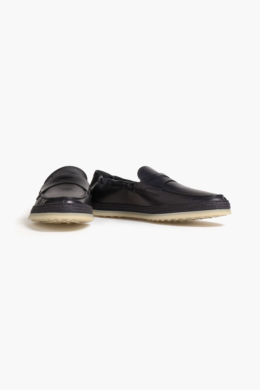 TOD'S Jute-trimmed leather driving shoes