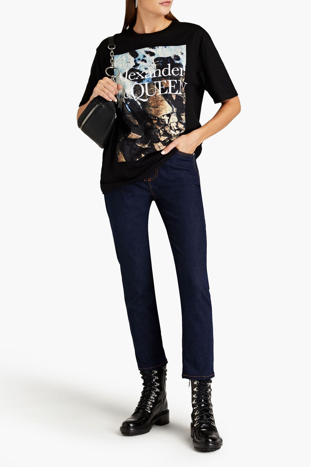 MCQUEEN Cropped mid-rise tapered jeans