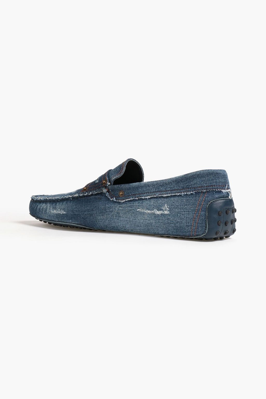 TOD'S Gommino distressed denim driving shoes