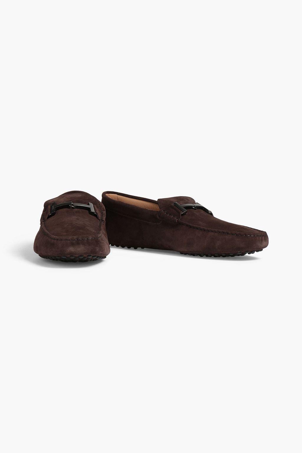 TOD'S New Double T embellished suede driving shoes