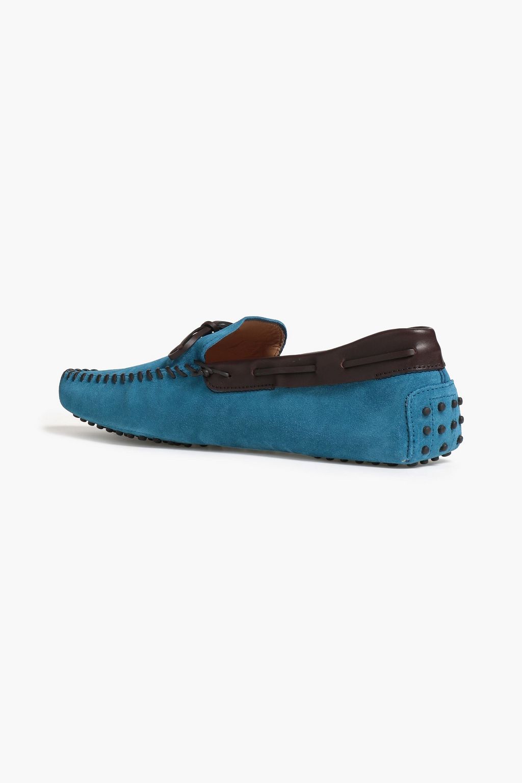 TOD'S Laccetto leather-trimmed suede driving shoes