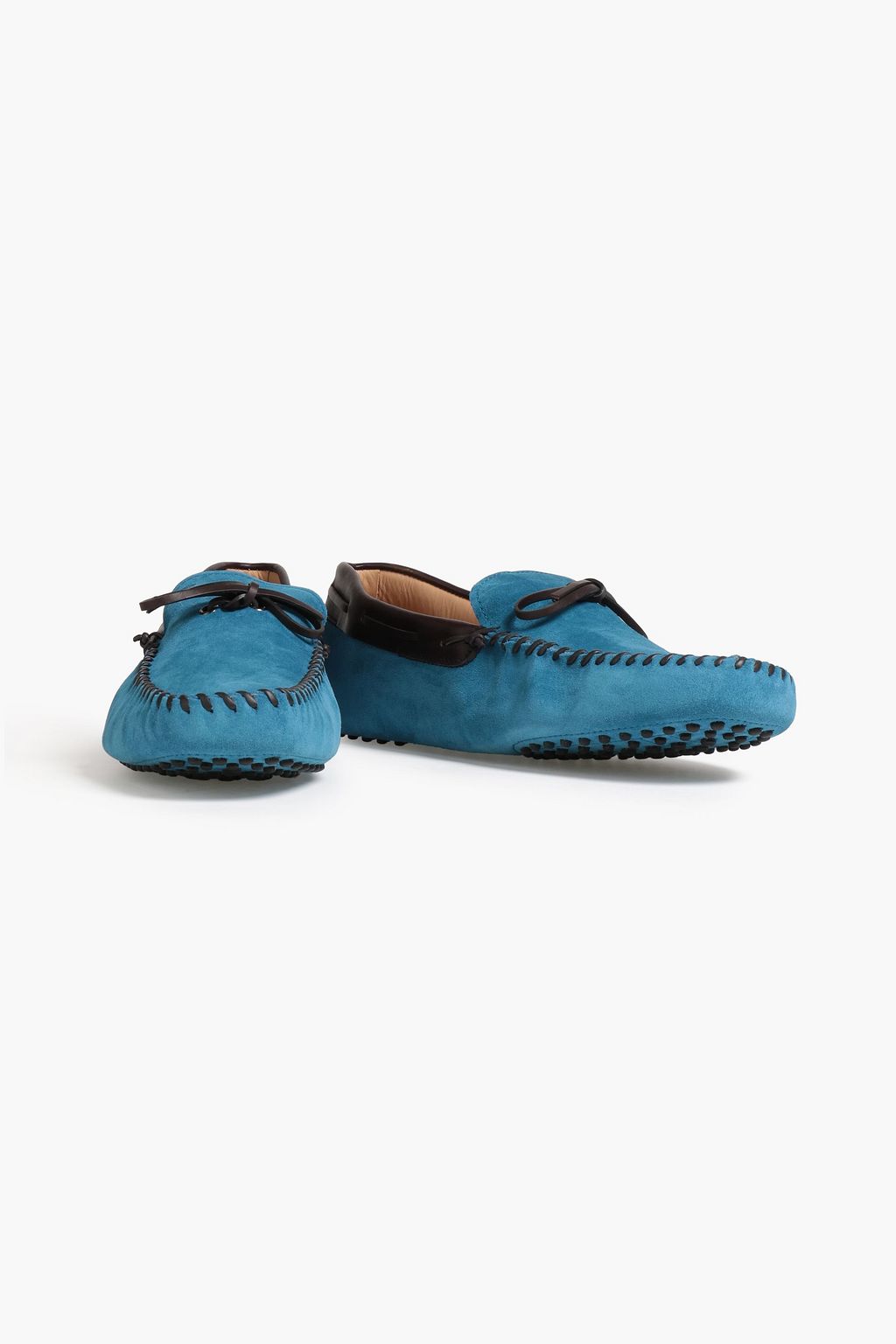 TOD'S Laccetto leather-trimmed suede driving shoes