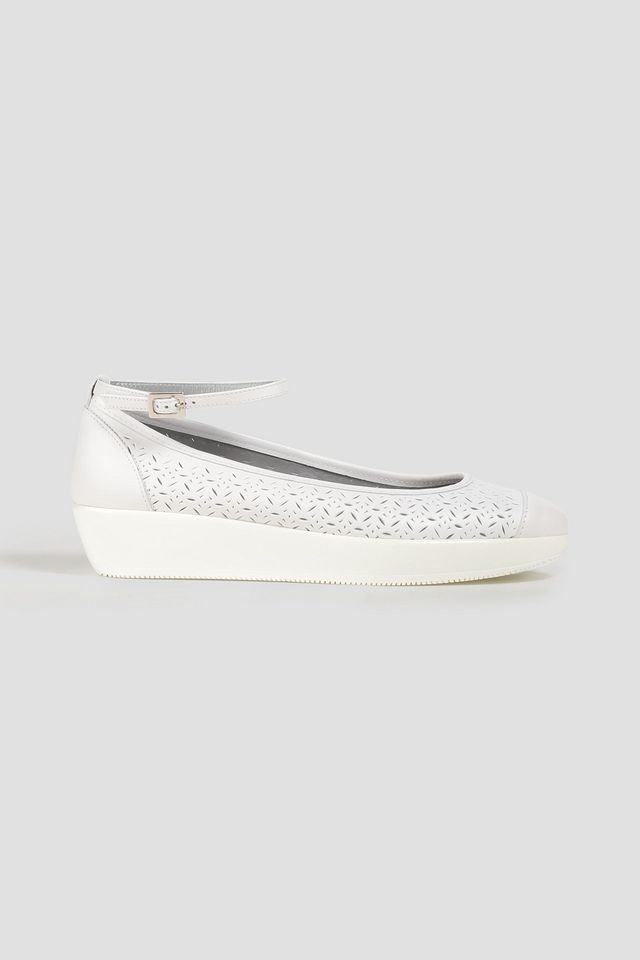 Laser-cut leather wedge ballet flats