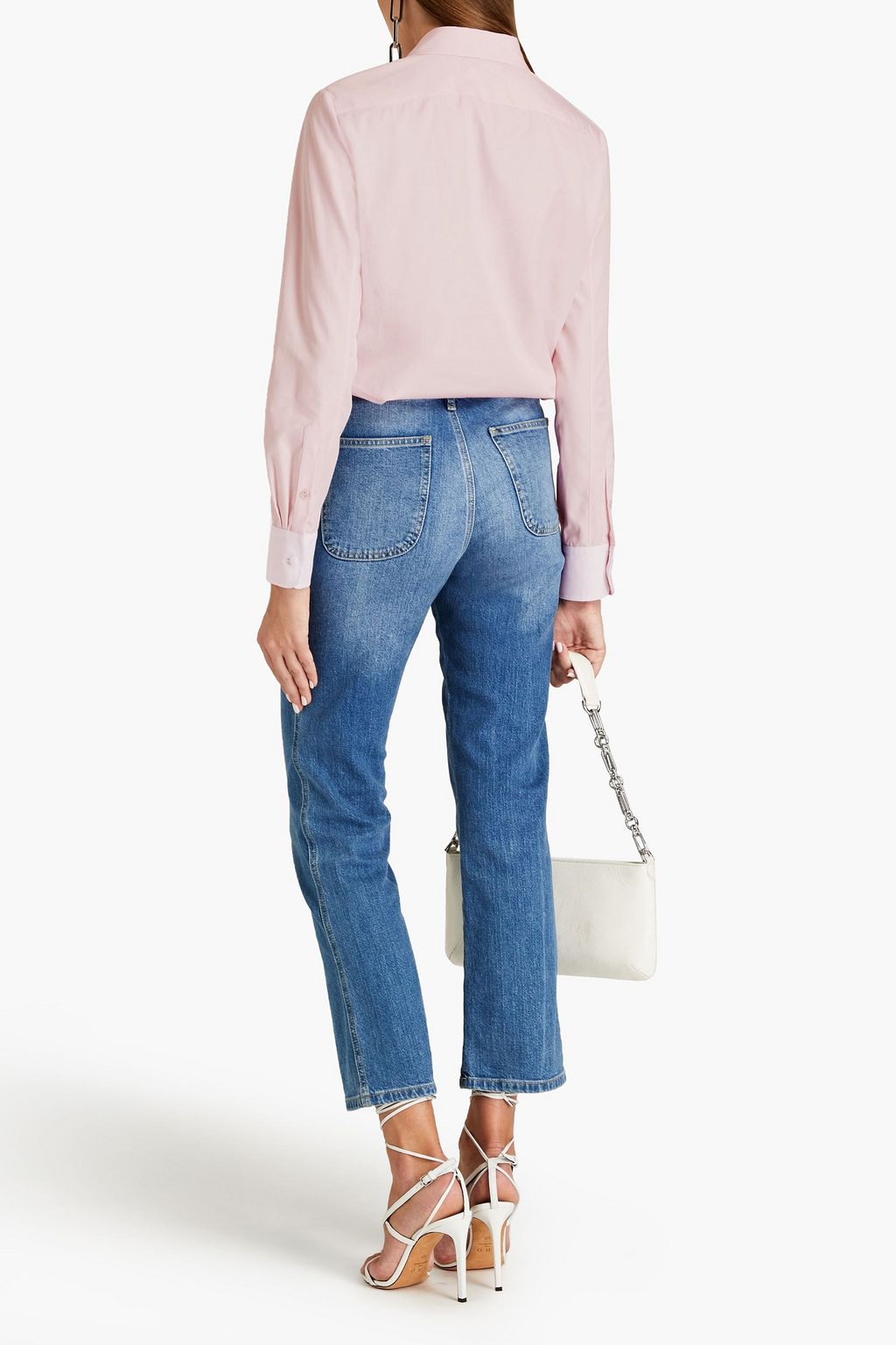 MCQUEEN Piqué-trimmed cotton-poplin shirt