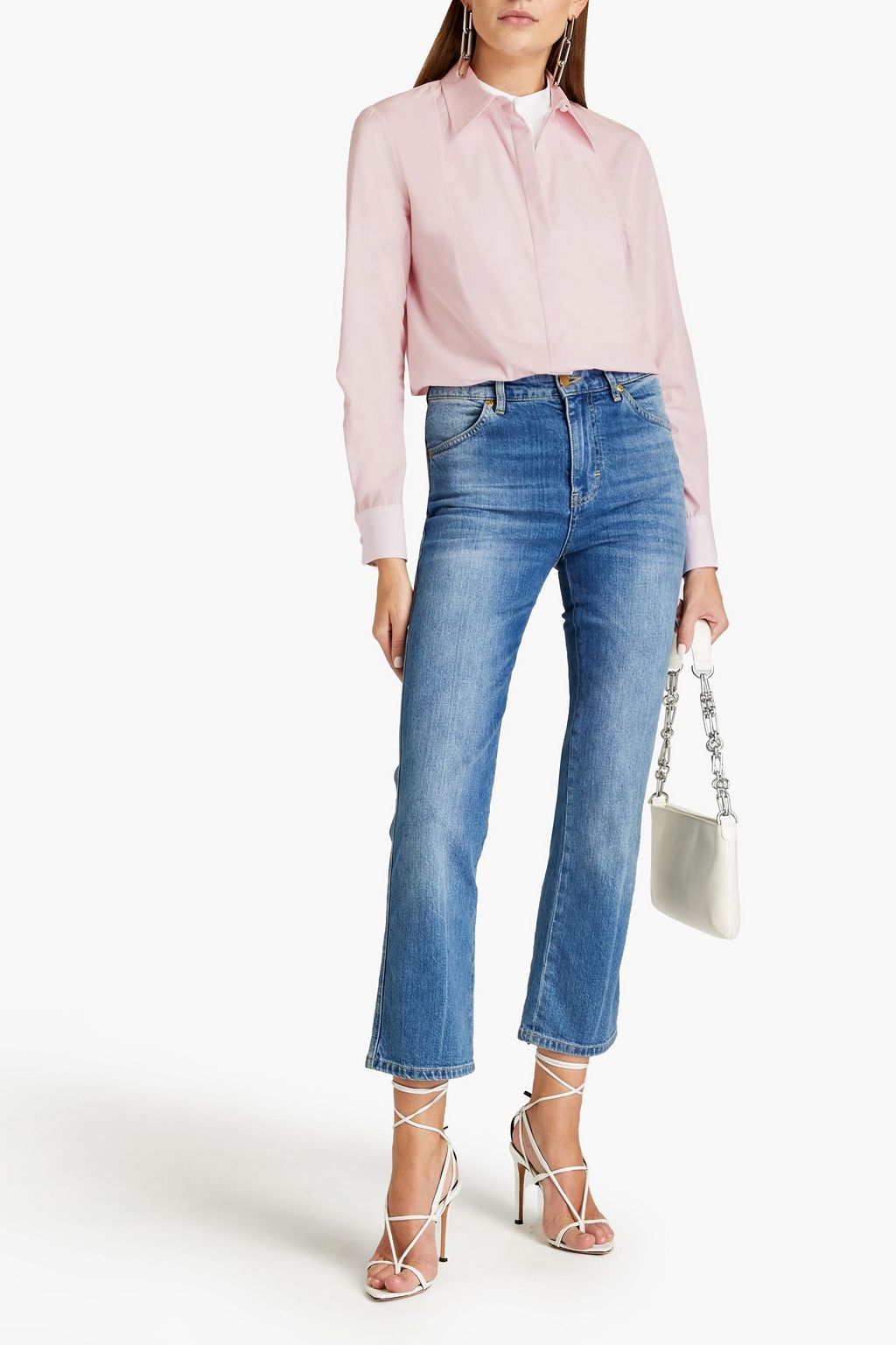 MCQUEEN Piqué-trimmed cotton-poplin shirt