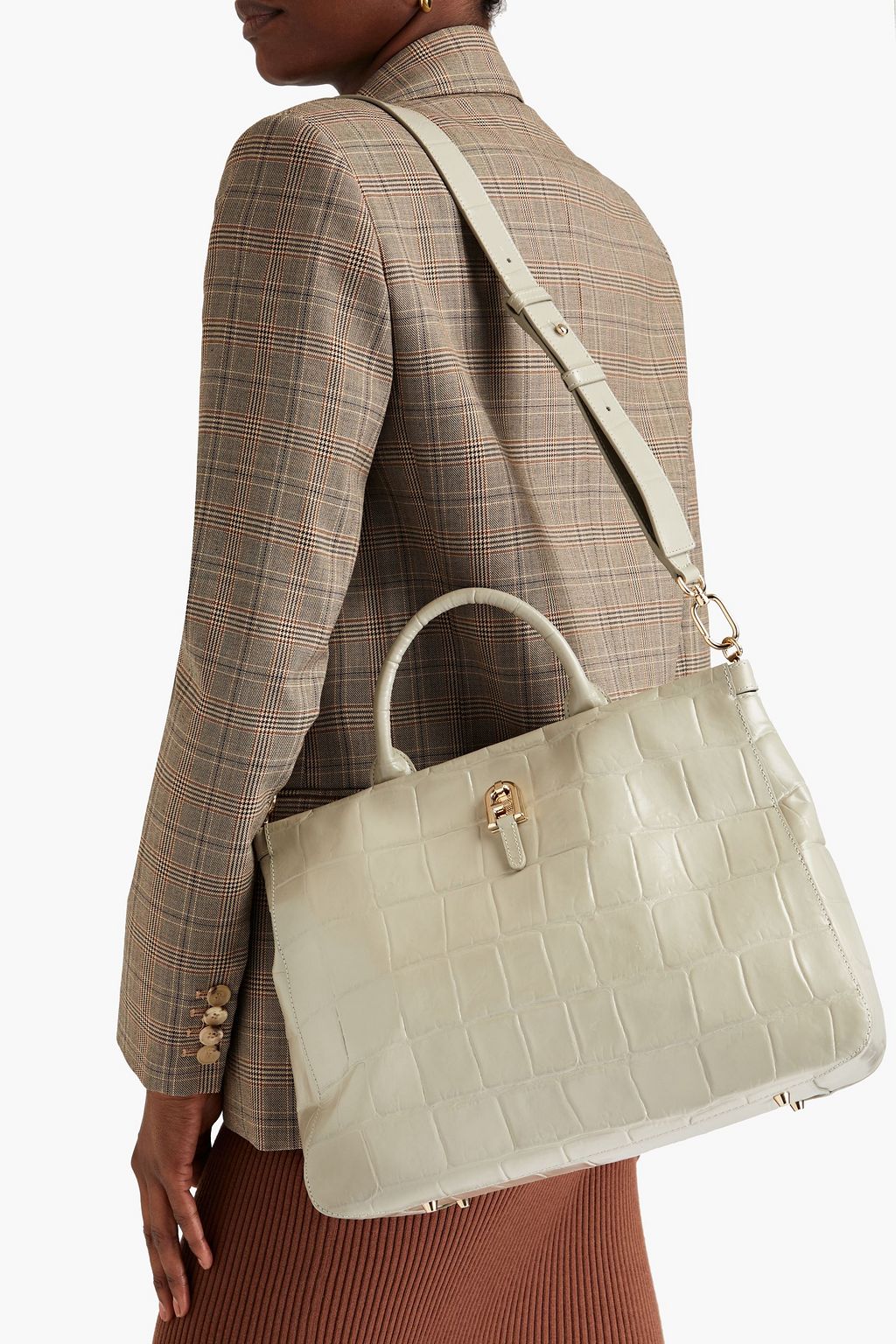 FURLA Palazzo croc-effect leather shoulder bag