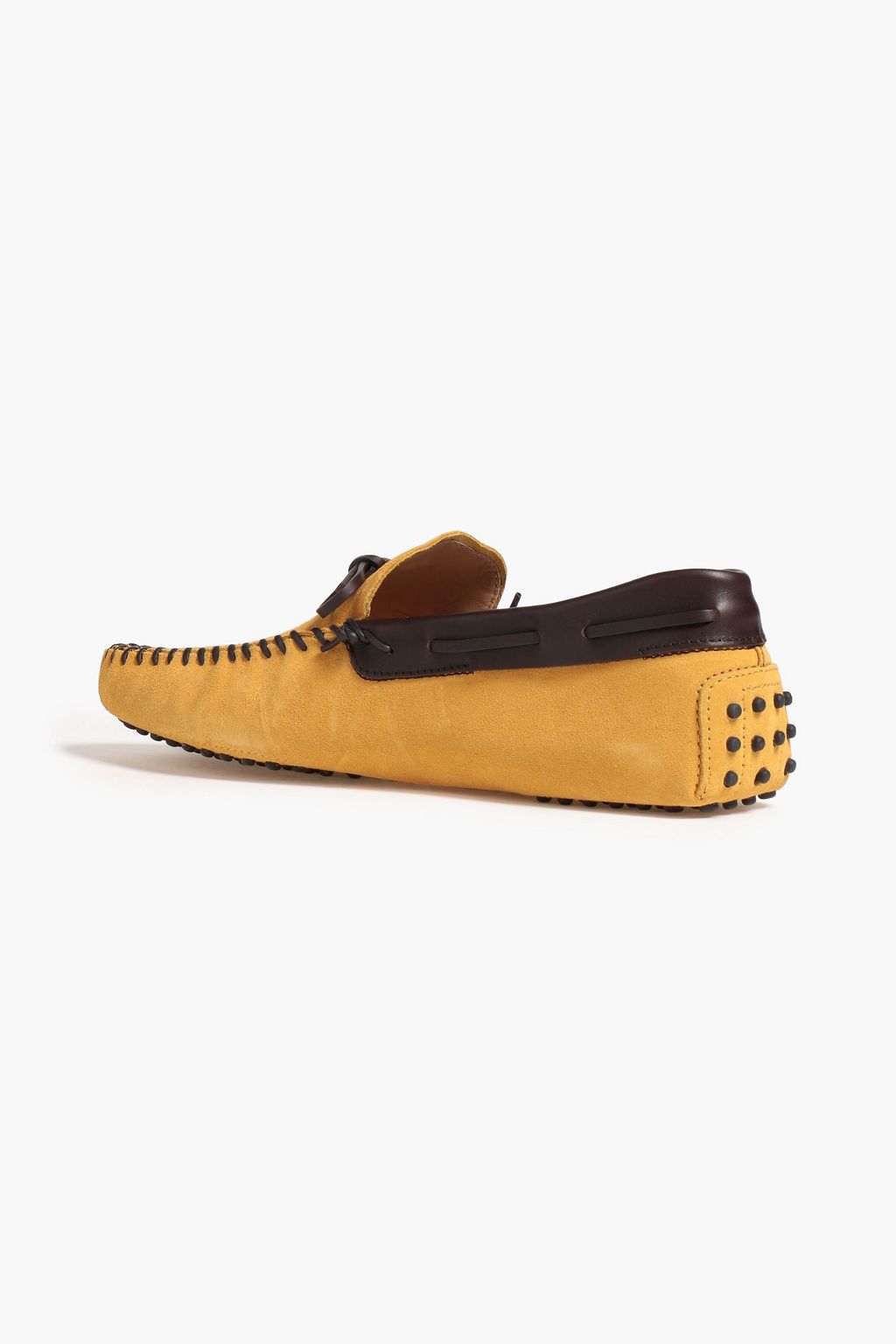 TOD'S Laccetto leather-trimmed suede driving shoes