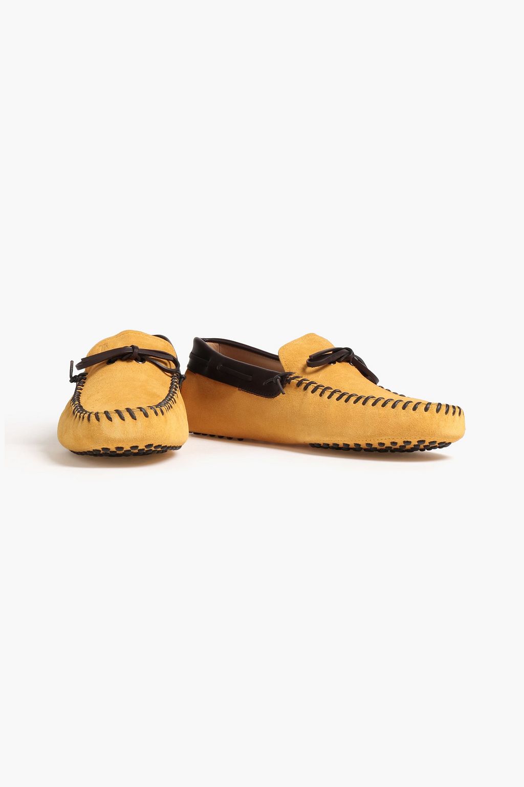 TOD'S Laccetto leather-trimmed suede driving shoes