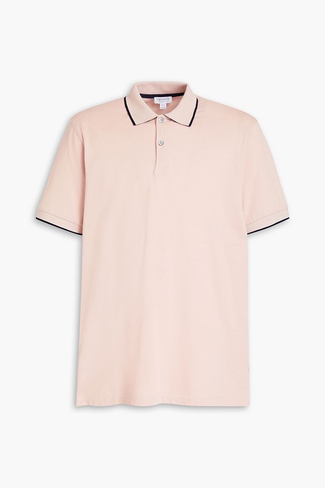 Two-tone cotton-piqué polo shirt