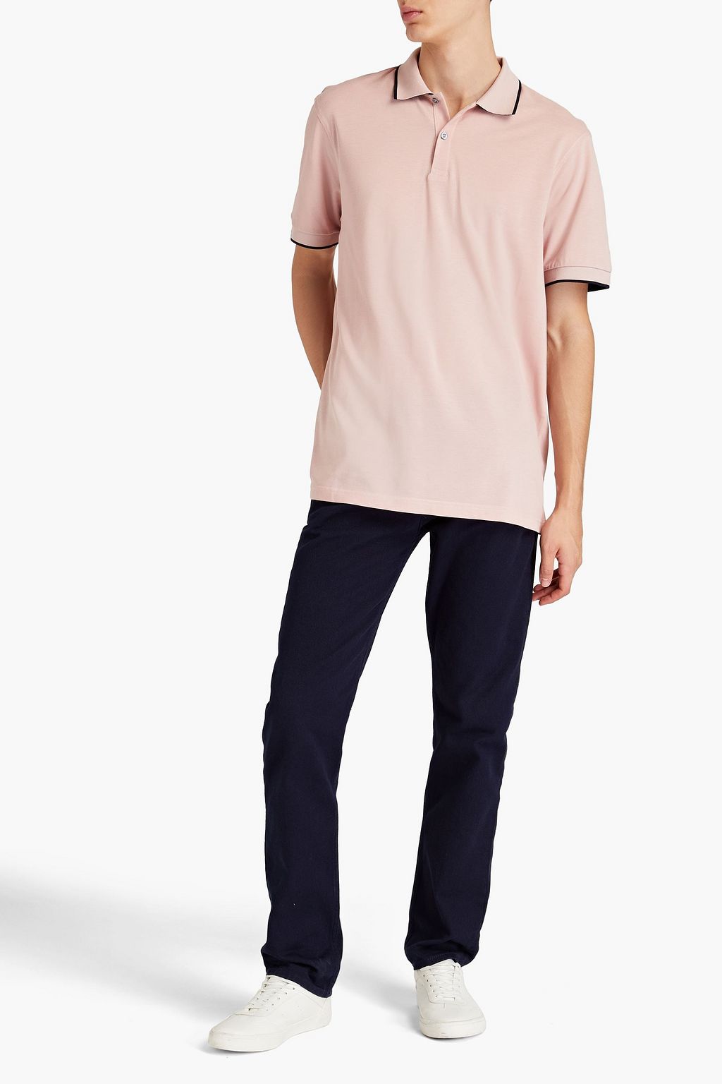 SUNSPEL Two-tone cotton-piqué polo shirt