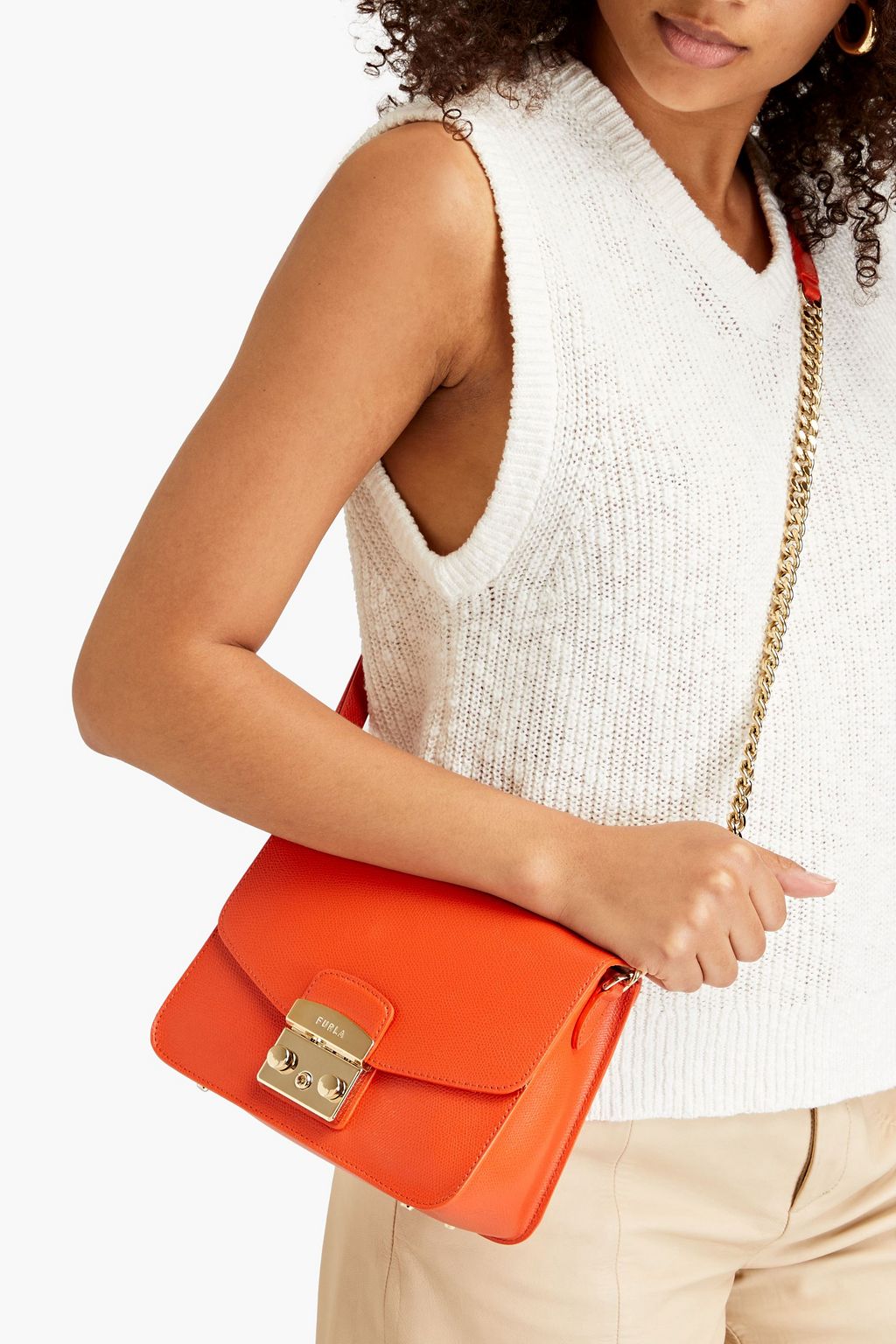 FURLA Metropolis Small pebbled-leather shoulder bag