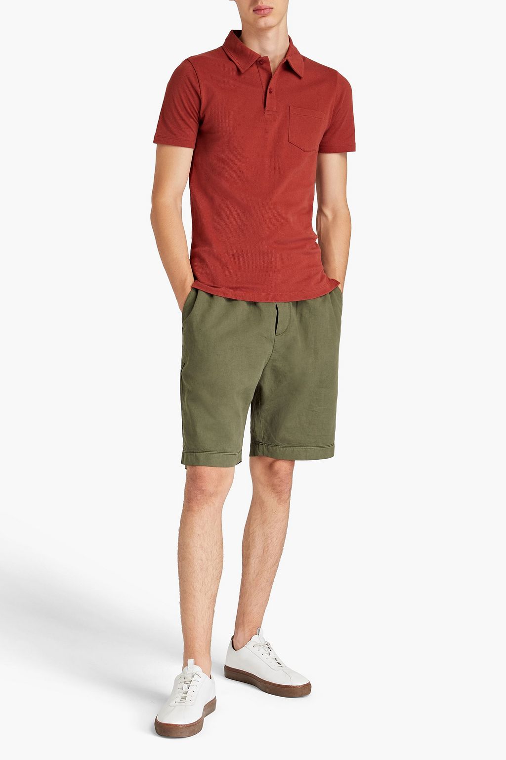 SUNSPEL Cotton-mesh polo shirt