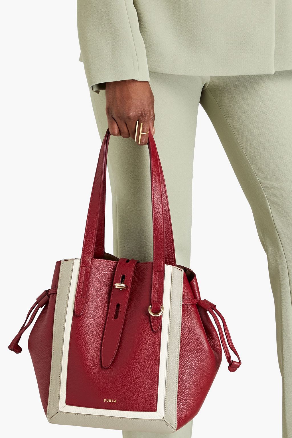FURLA Net color-block pebbled-leather tote