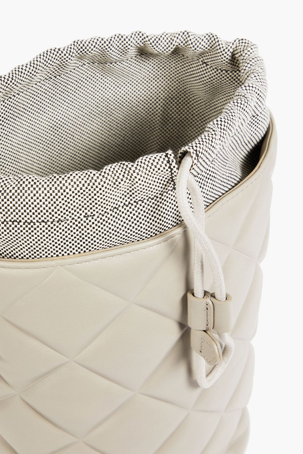 FURLA Lipari canvas-paneled quilted leather bucket bag
