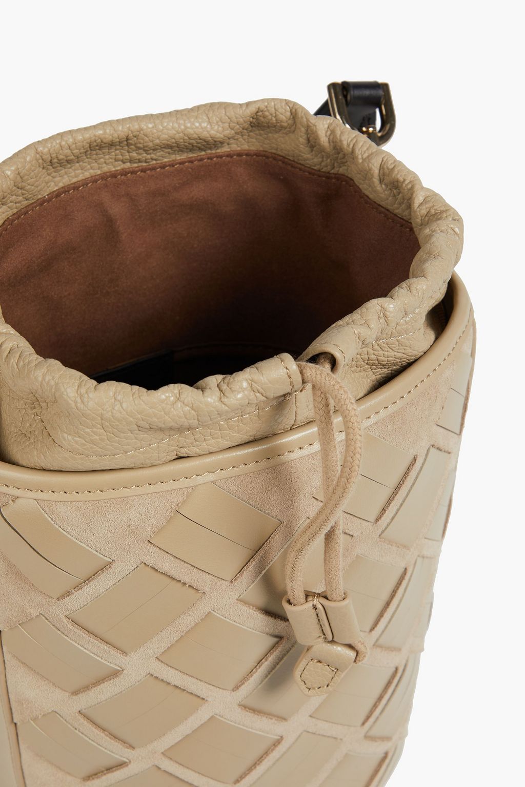 FURLA Lipari woven leather and suede bucket bag