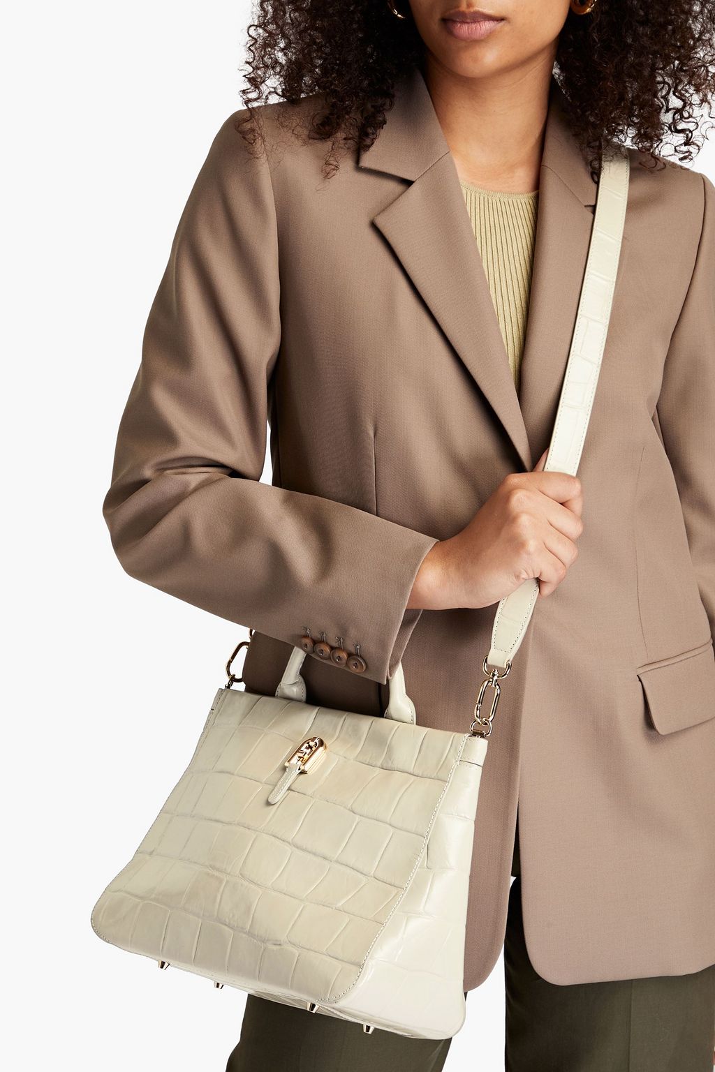 FURLA Palazzo croc-effect leather tote