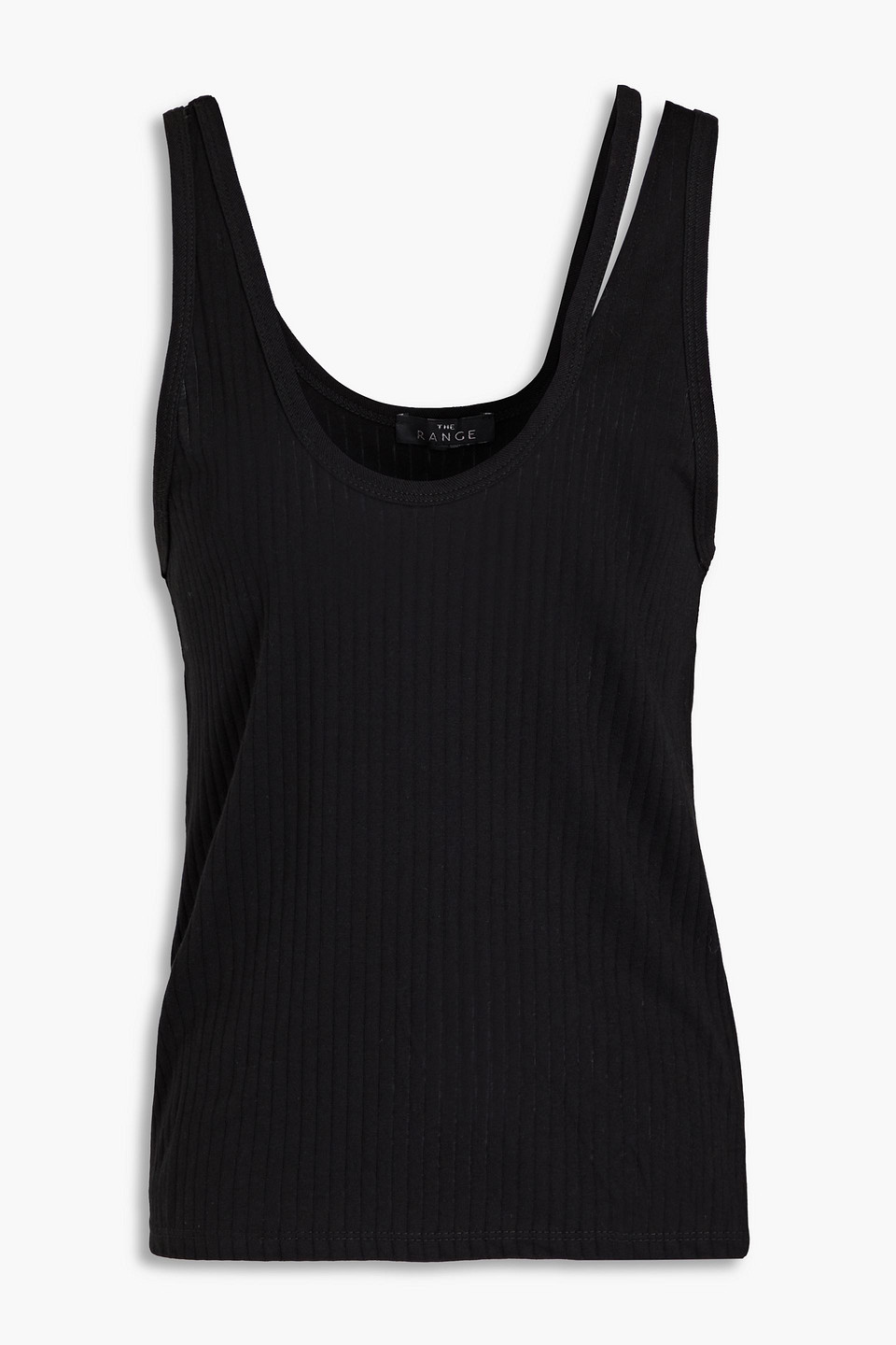 The Range Cutout Ribbed Tencel And Cotton-blend Tank In Black