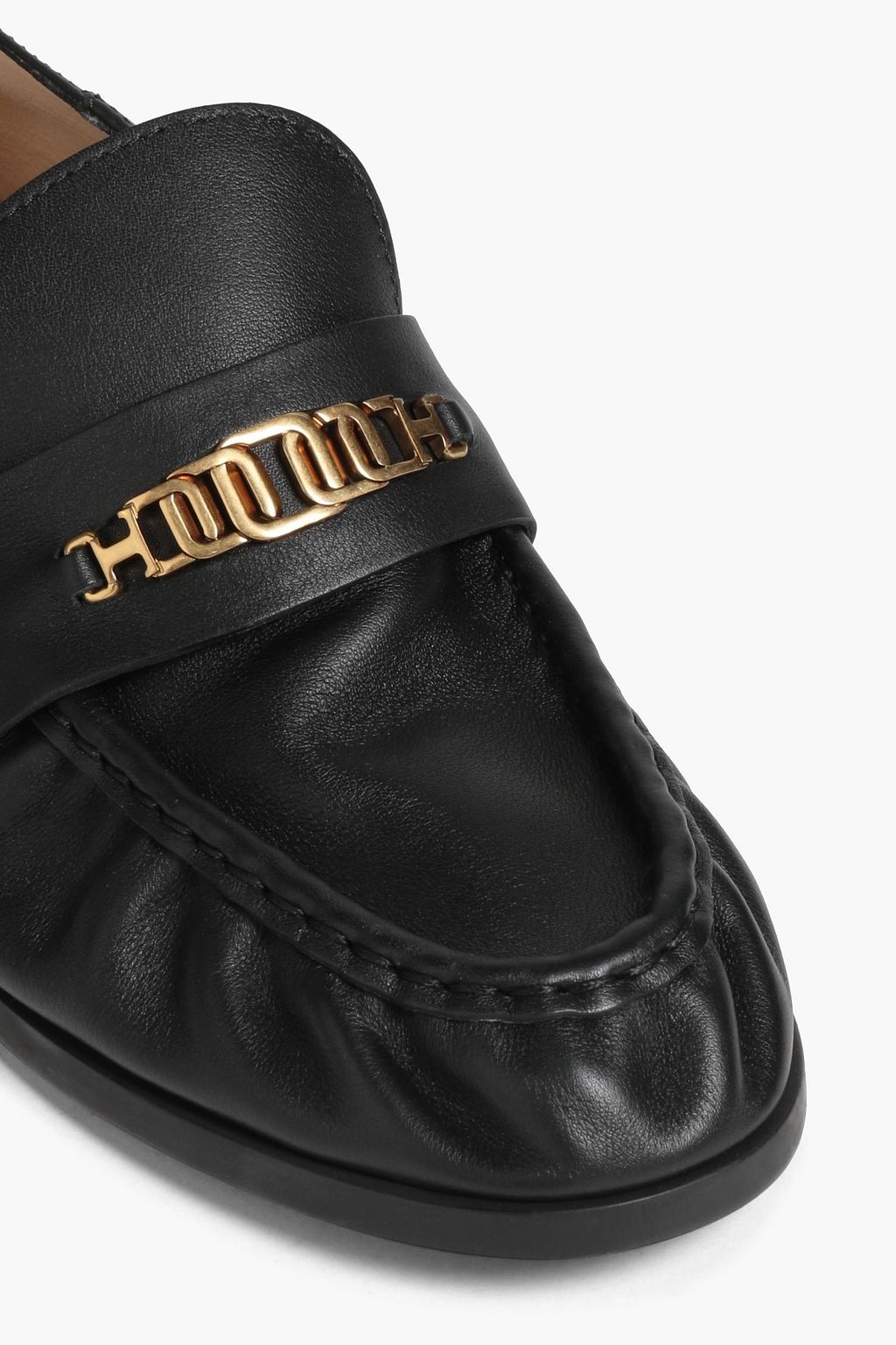 TOD'S Gathered pebbled-leather loafers