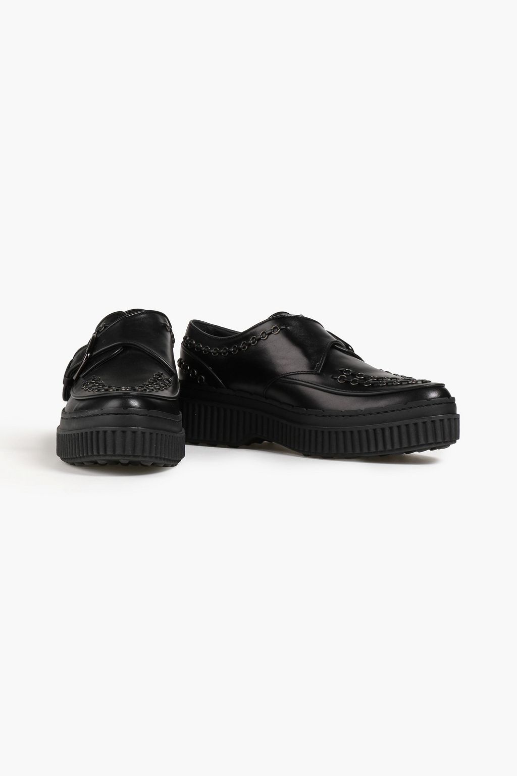 TOD'S حذاء بروغ من الجلد من لونين بنعل سميك مزين بزخارف