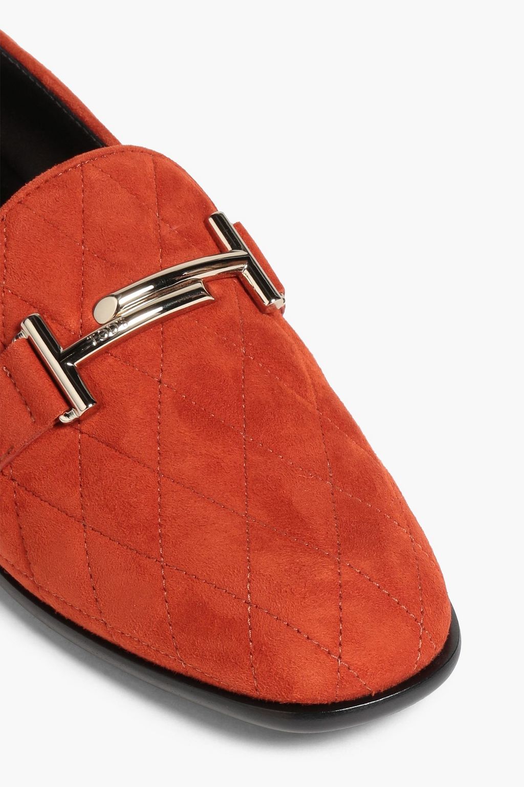 TOD'S Embellished quilted suede loafers