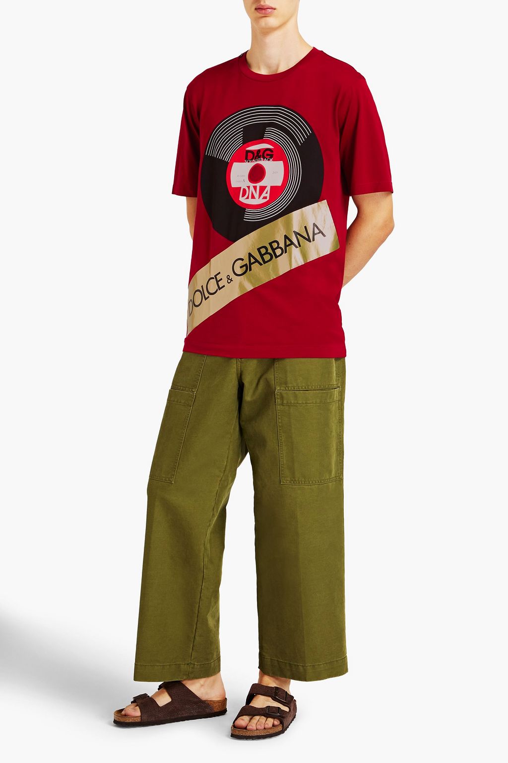 DOLCE&GABBANA Metallic printed cotton-jersey T-shirt