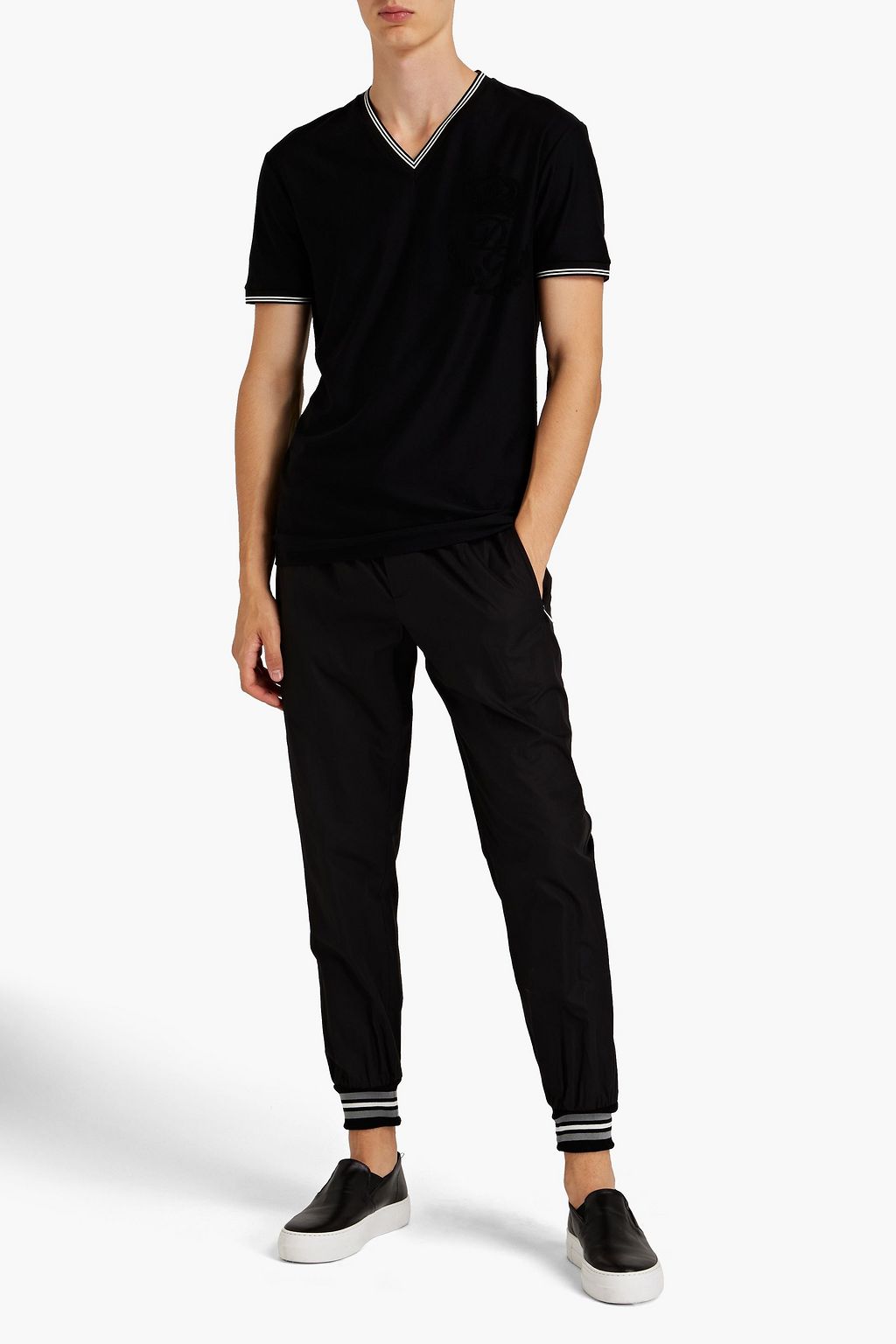DOLCE & GABBANA Tapered cotton-poplin sweatpants
