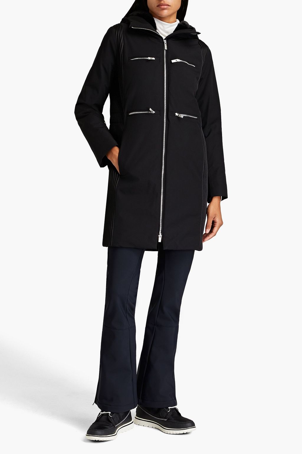 FUSALP Ally ribbed knit-paneled shell hooded coat