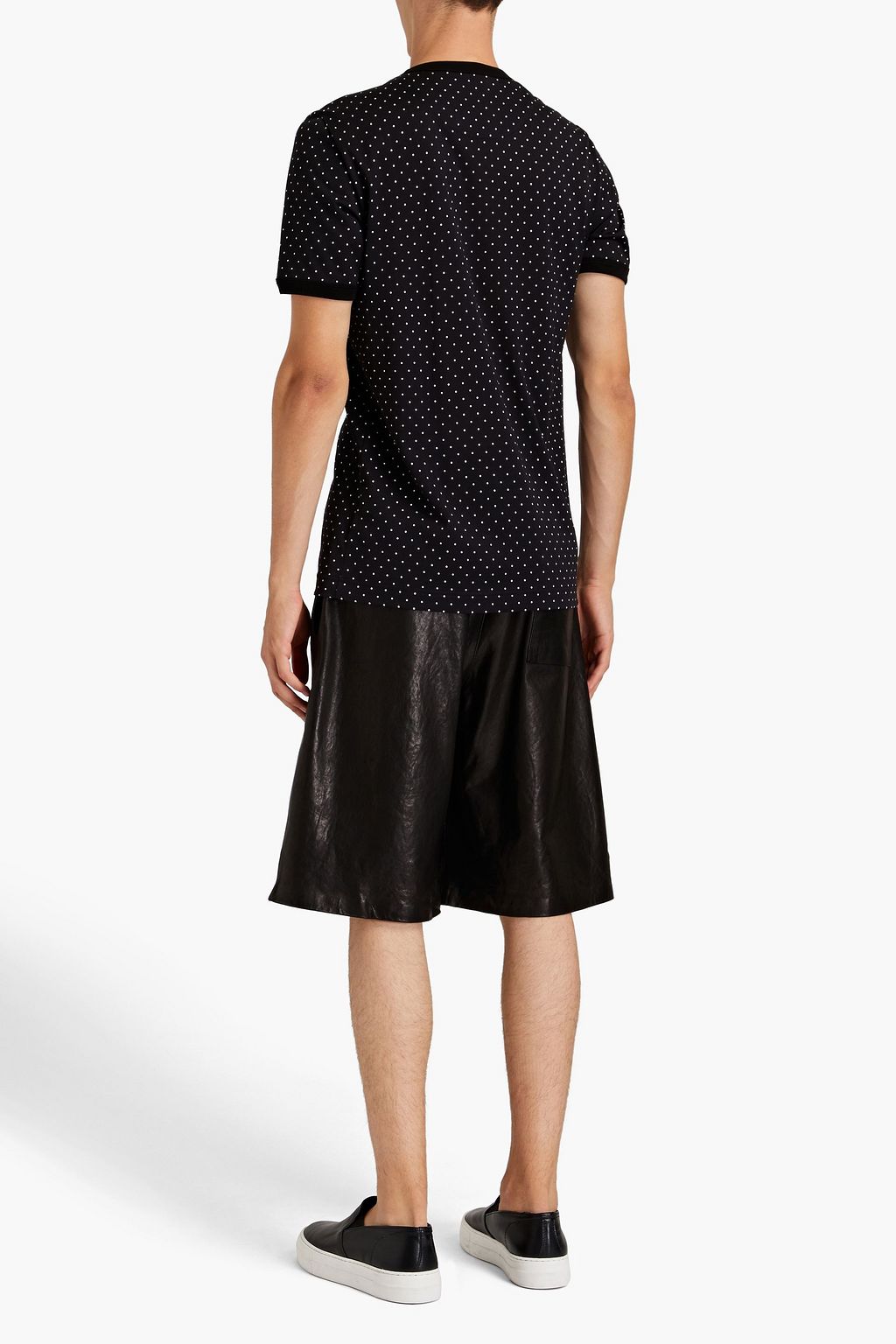 DOLCE & GABBANA Appliquéd polka-dot cotton-jersey T-shirt