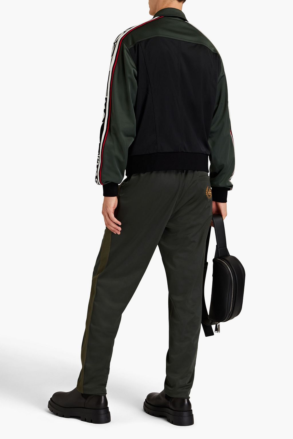 DOLCE&GABBANA Track Pants aus glänzendem Jersey mit Applikationen