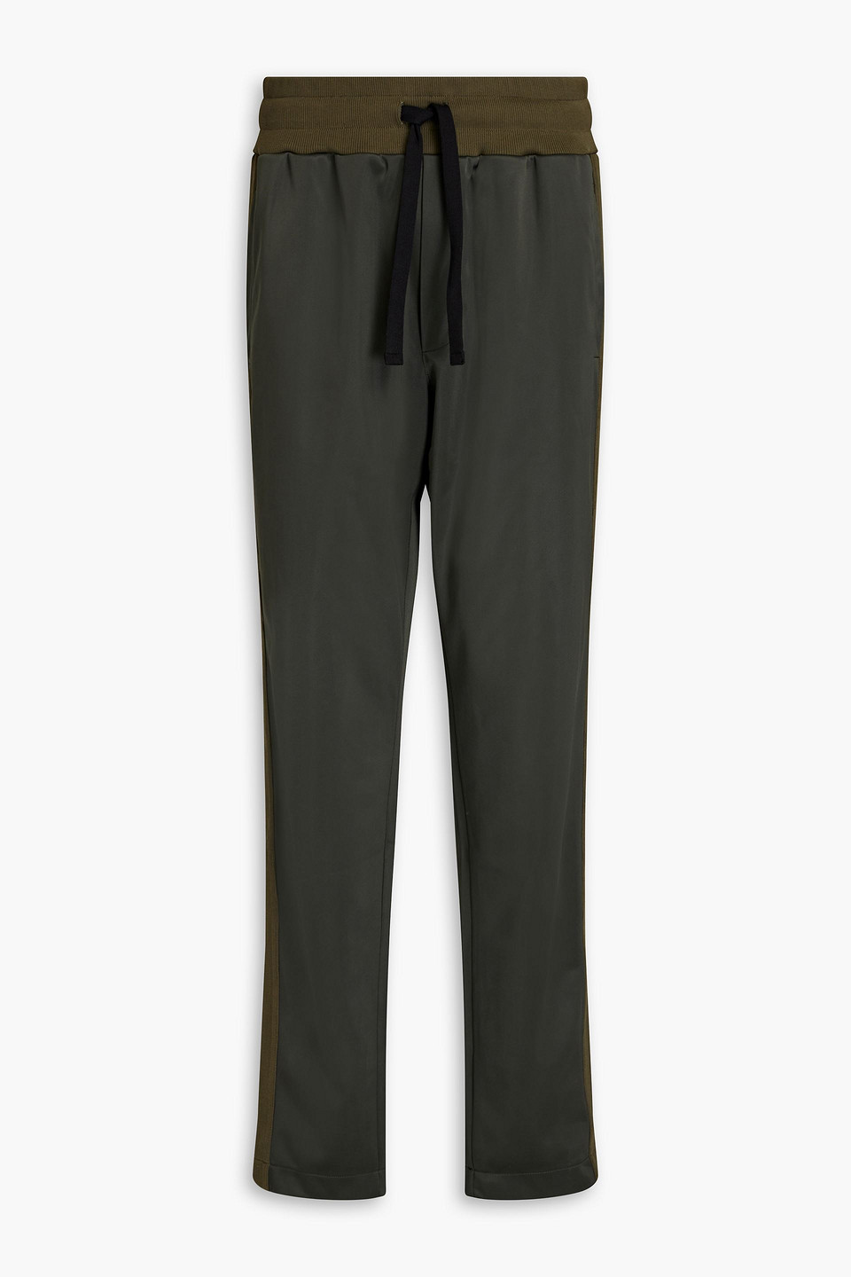 Dolce & Gabbana Appliquéd Satin-jersey Track Pants In Army Green