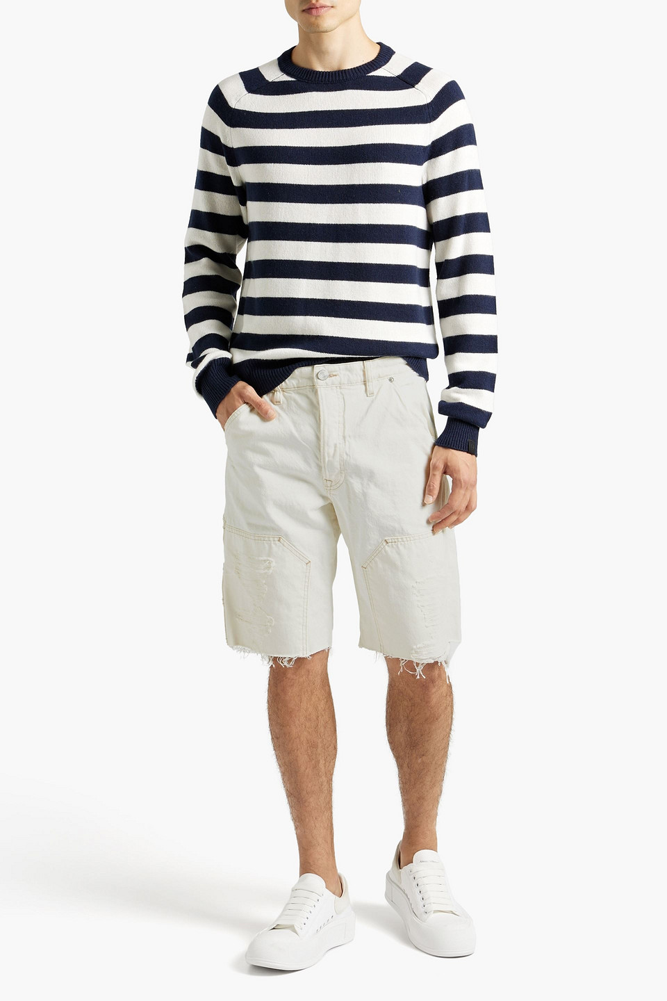 Frame Distressed Denim Shorts In Multi