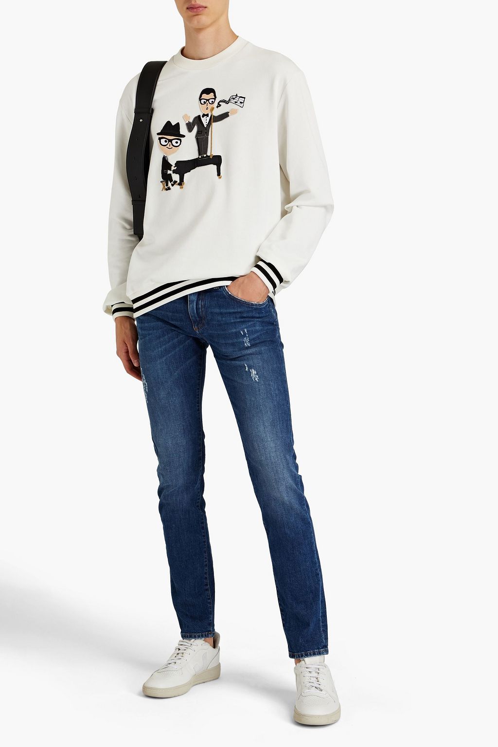 DOLCE&GABBANA Appliquéd French cotton-terry sweatshirt