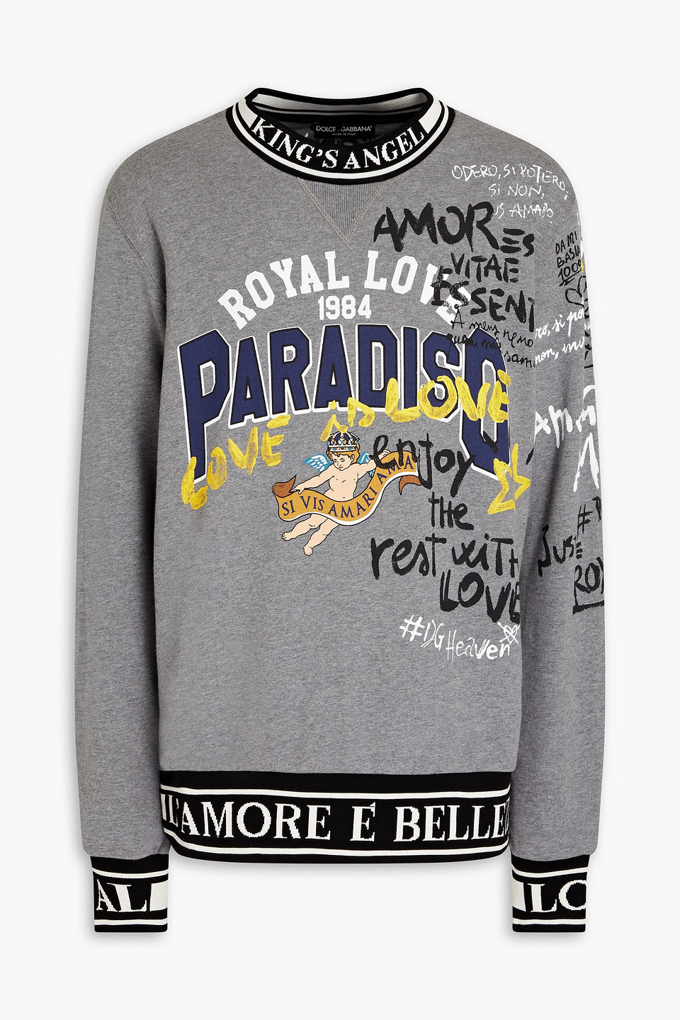 Dolce & Gabbana Printed French Cotton-terry Sweatshirt In Gray