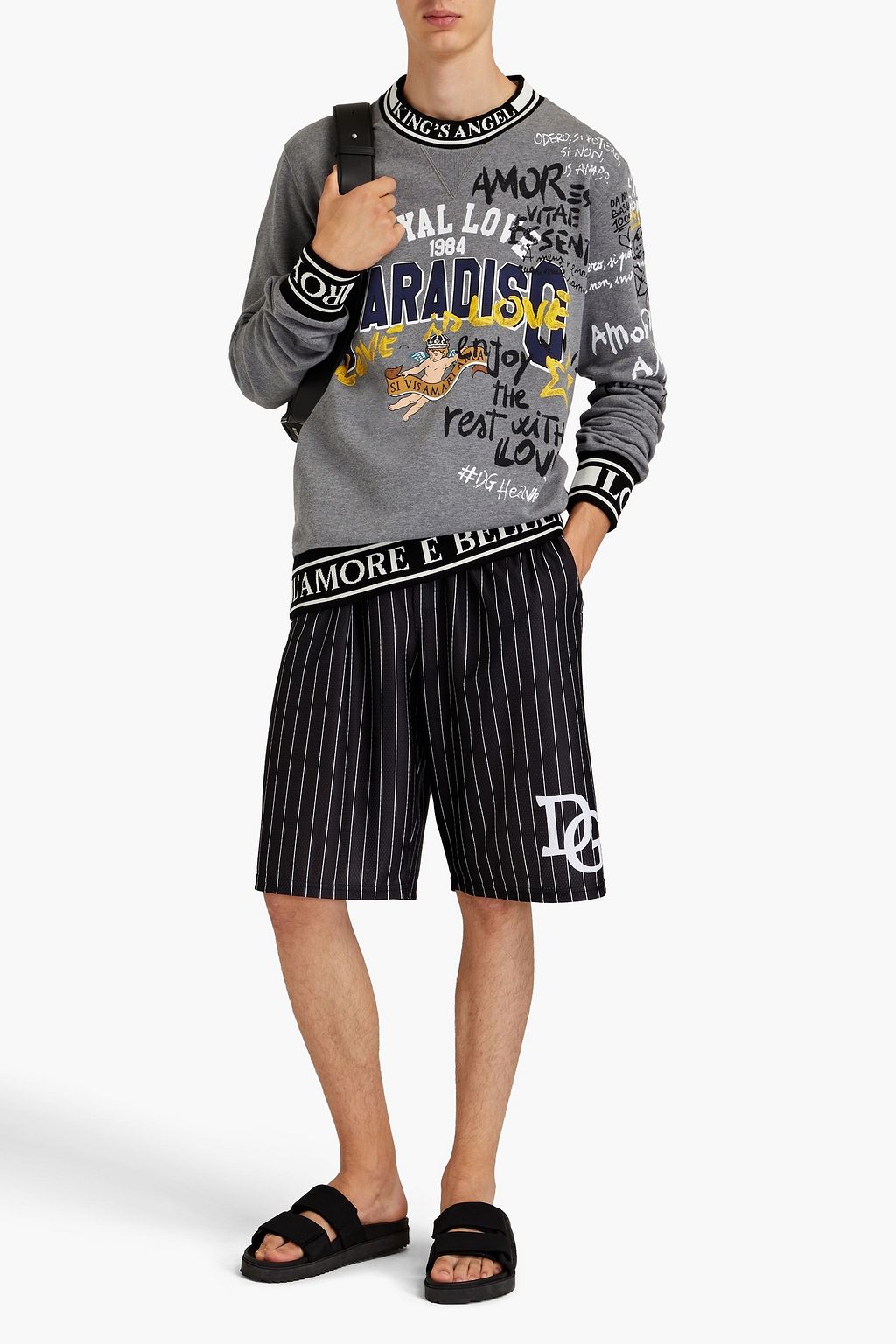DOLCE & GABBANA Printed French cotton-terry sweatshirt