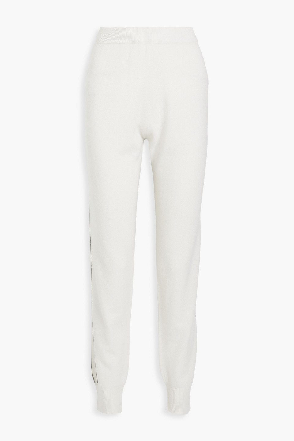 Fabiana Filippi Embellished Merino Wool, Silk And Cashmere-blend Track Pants In Ivory
