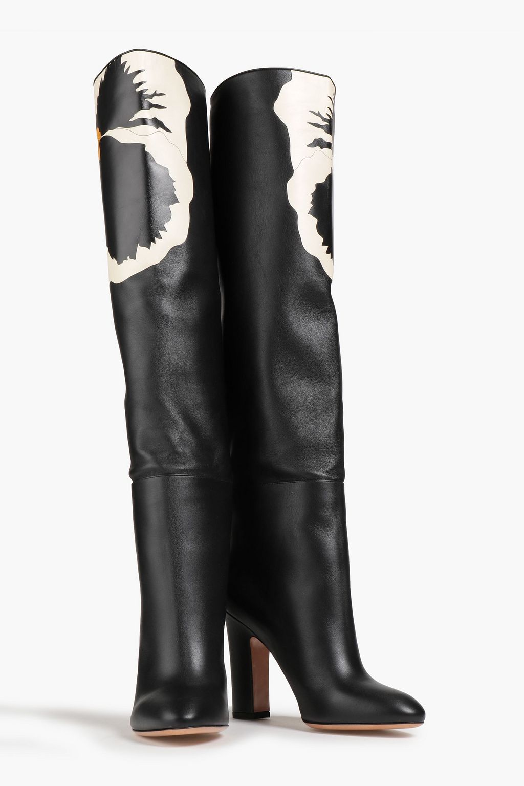 VALENTINO GARAVANI Printed leather over-the-knee boots