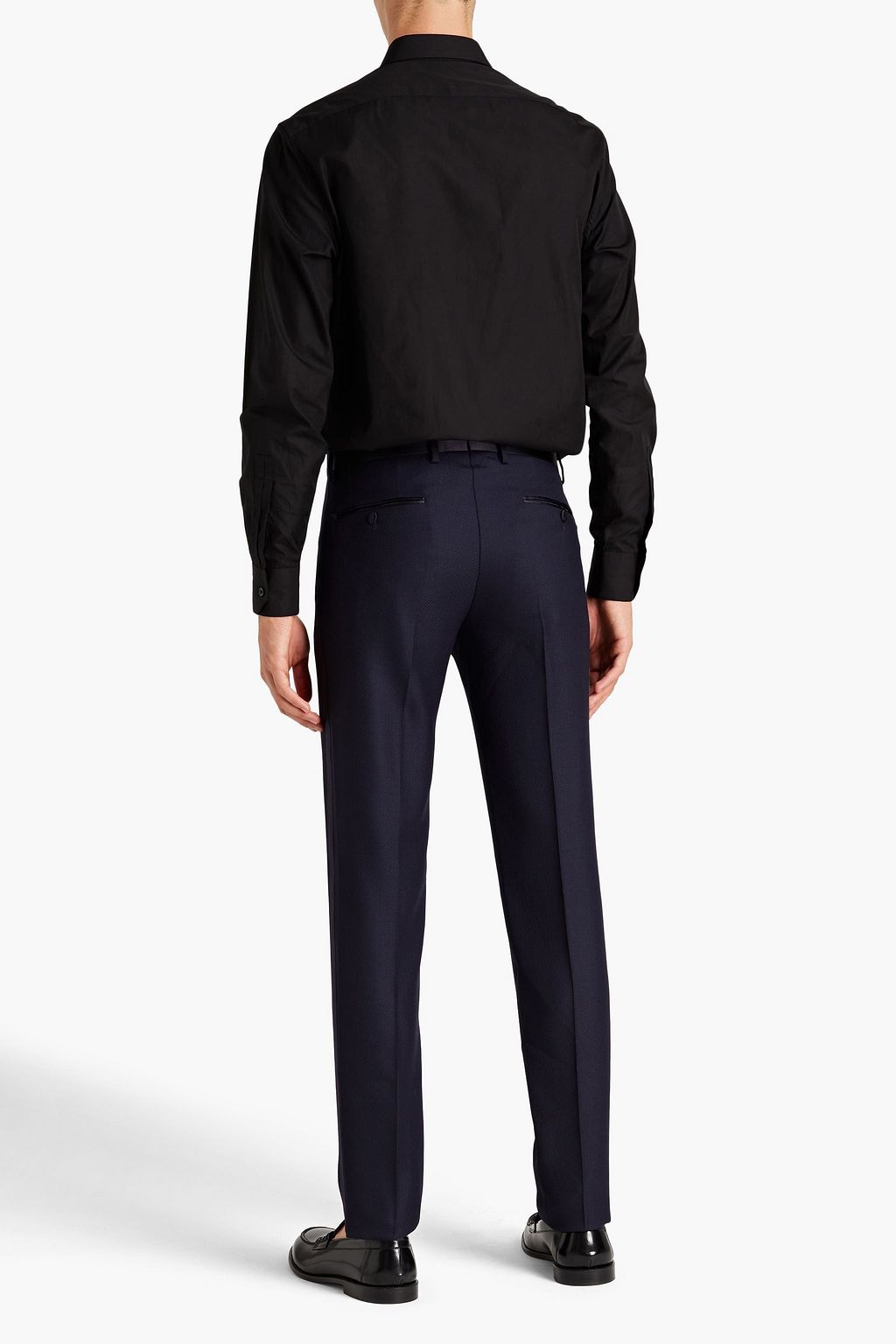 DOLCE & GABBANA Smokinghose aus Jacquard aus einer Wollmischung mit Satinbesatz und schmaler Passform