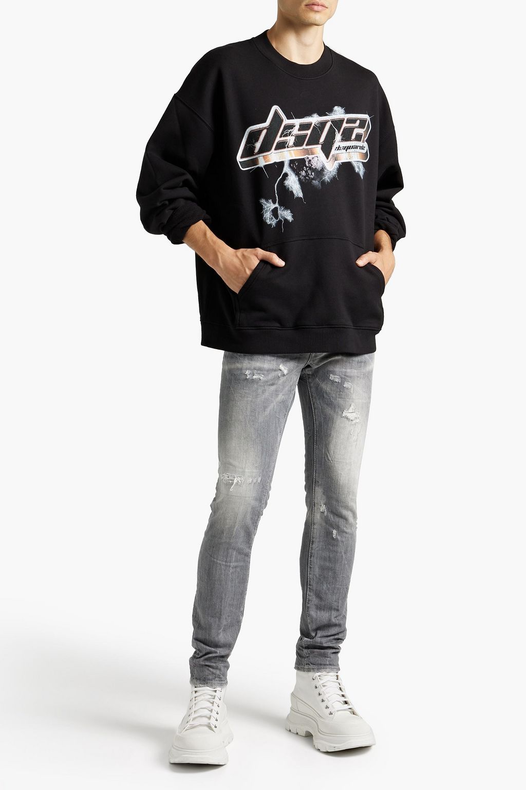 DSQUARED2 Printed cotton-fleece sweatshirt