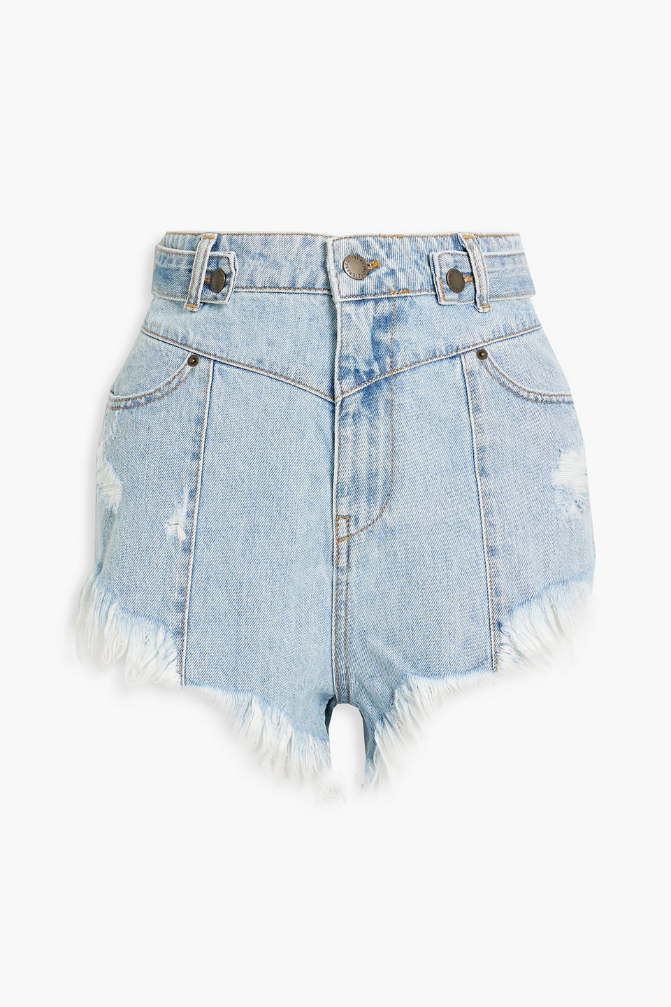 Retroféte Tessa Distressed Denim Shorts In Light Blue