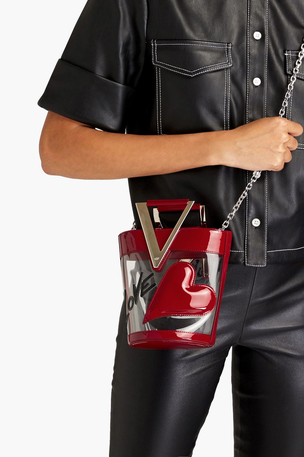 ROGER VIVIER RV Lovely Beuteltasche aus PVC mit Lackledereinsätzen