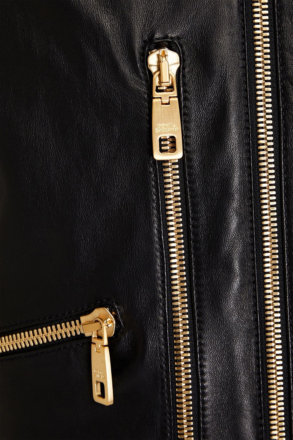 DOLCE&GABBANA Zip-detailed leather jacket