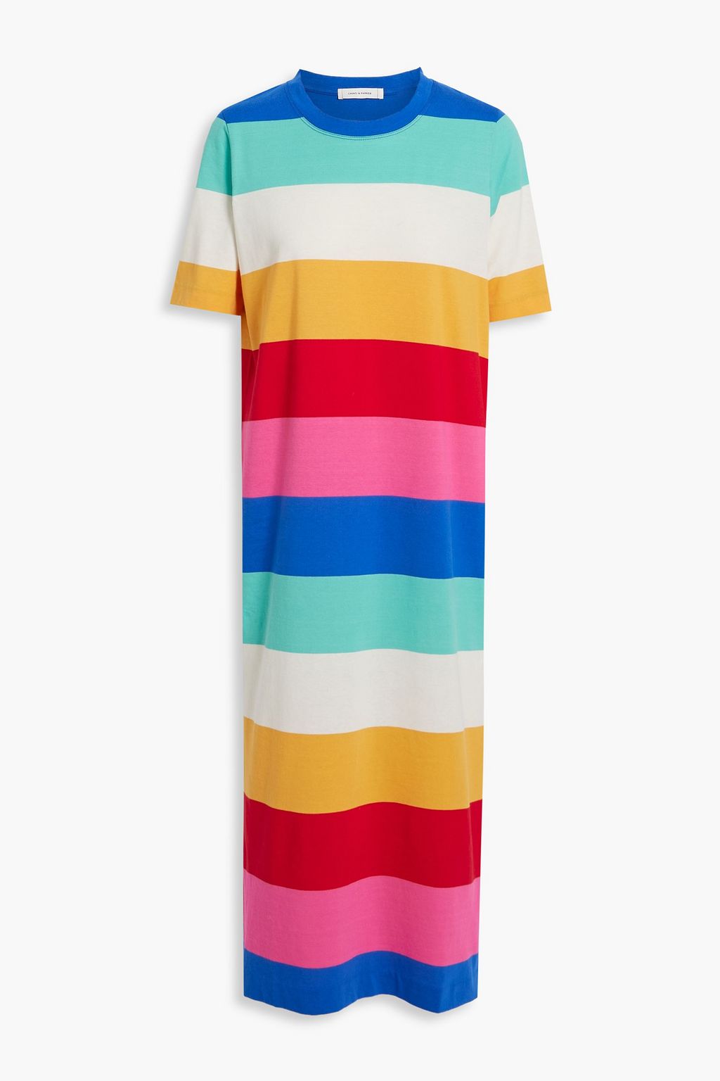 Striped cotton jersey midi dress