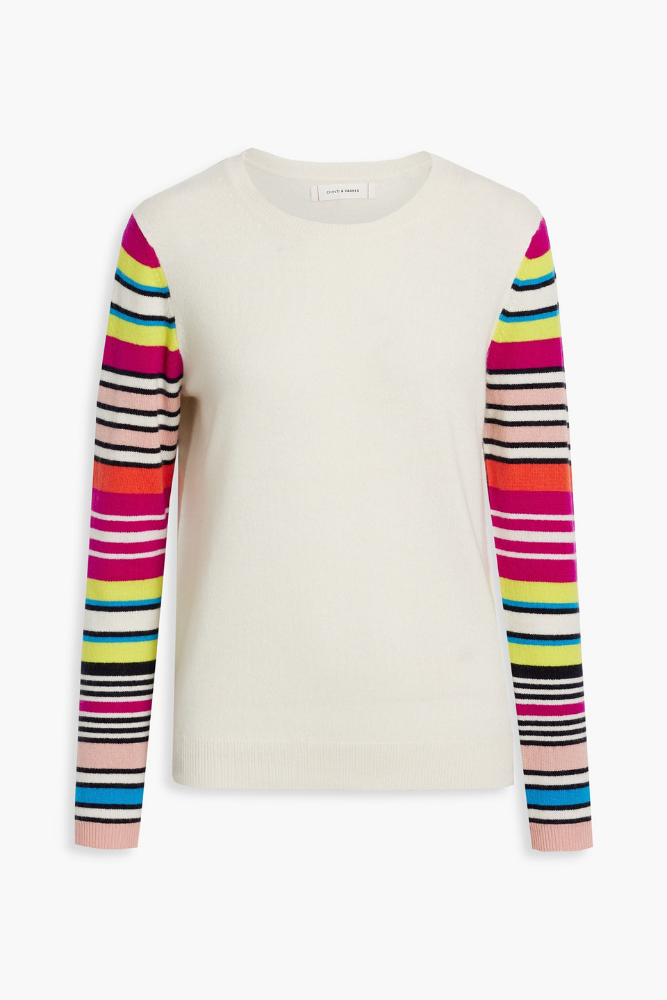 Chinti & Parker Striped Wool And Cashmere-blend Jumper In Ivory
