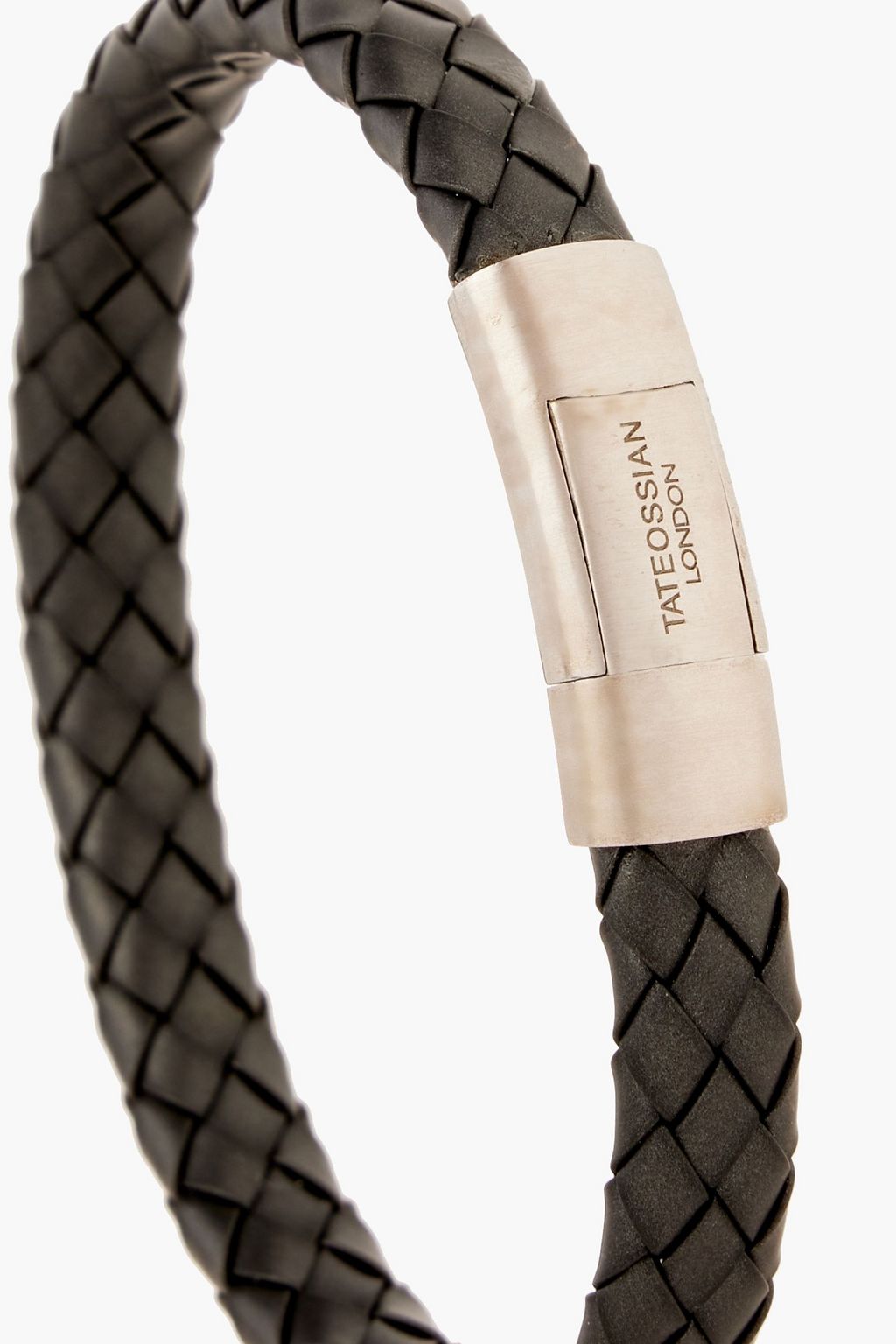 TATEOSSIAN Burnished sterling silver and braided rubber bracelet